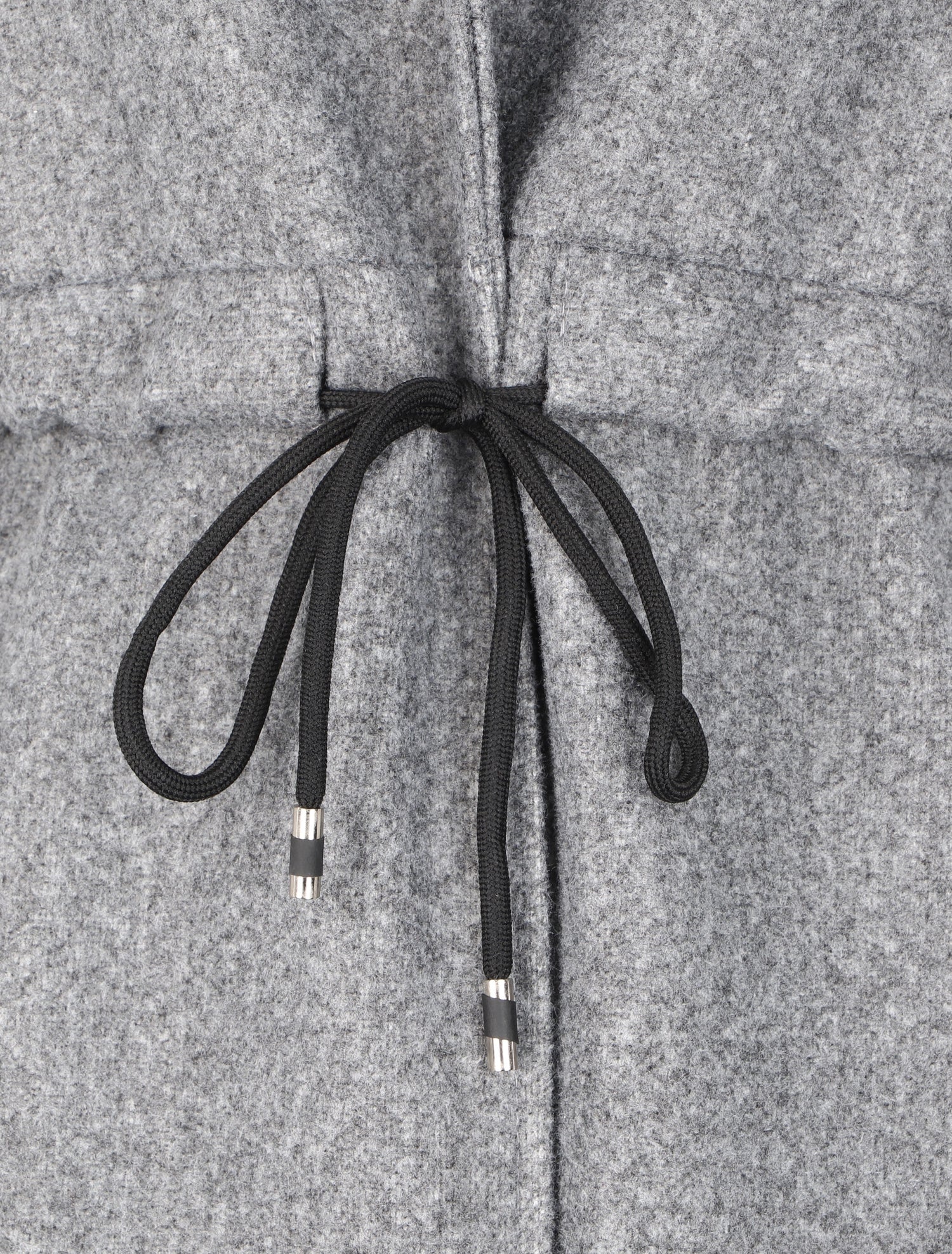 Manteau long à liens de serrage et capuche - Gris chiné - 3