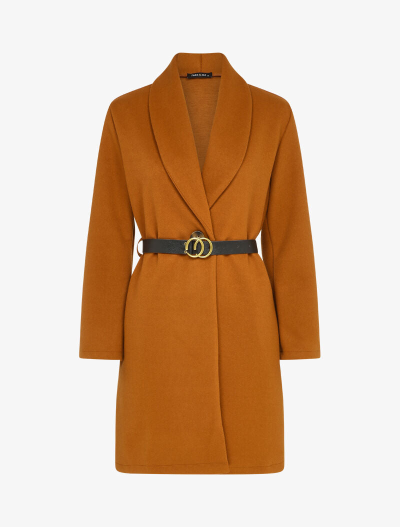 Manteau mi-long à un bouton - Camel - 4