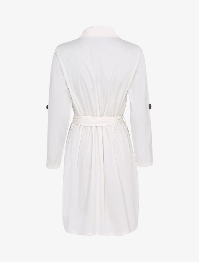 Robe chemise ceinturée - Blanc - 2
