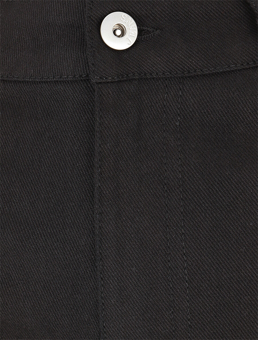 Short uni en jean à revers - Noir - 3