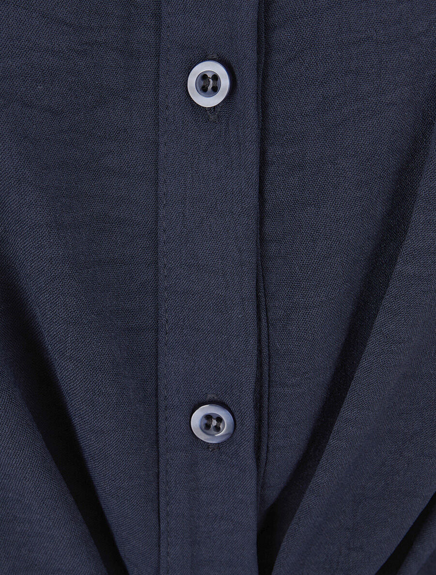 Robe chemise effet drapé - Marine - 3