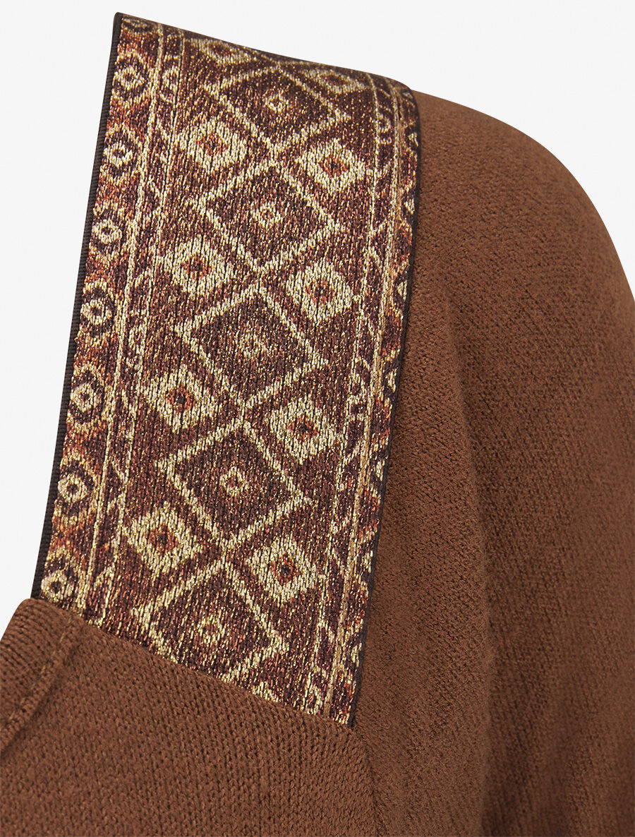 Top à col carré imprimé irisé - Camel - 3