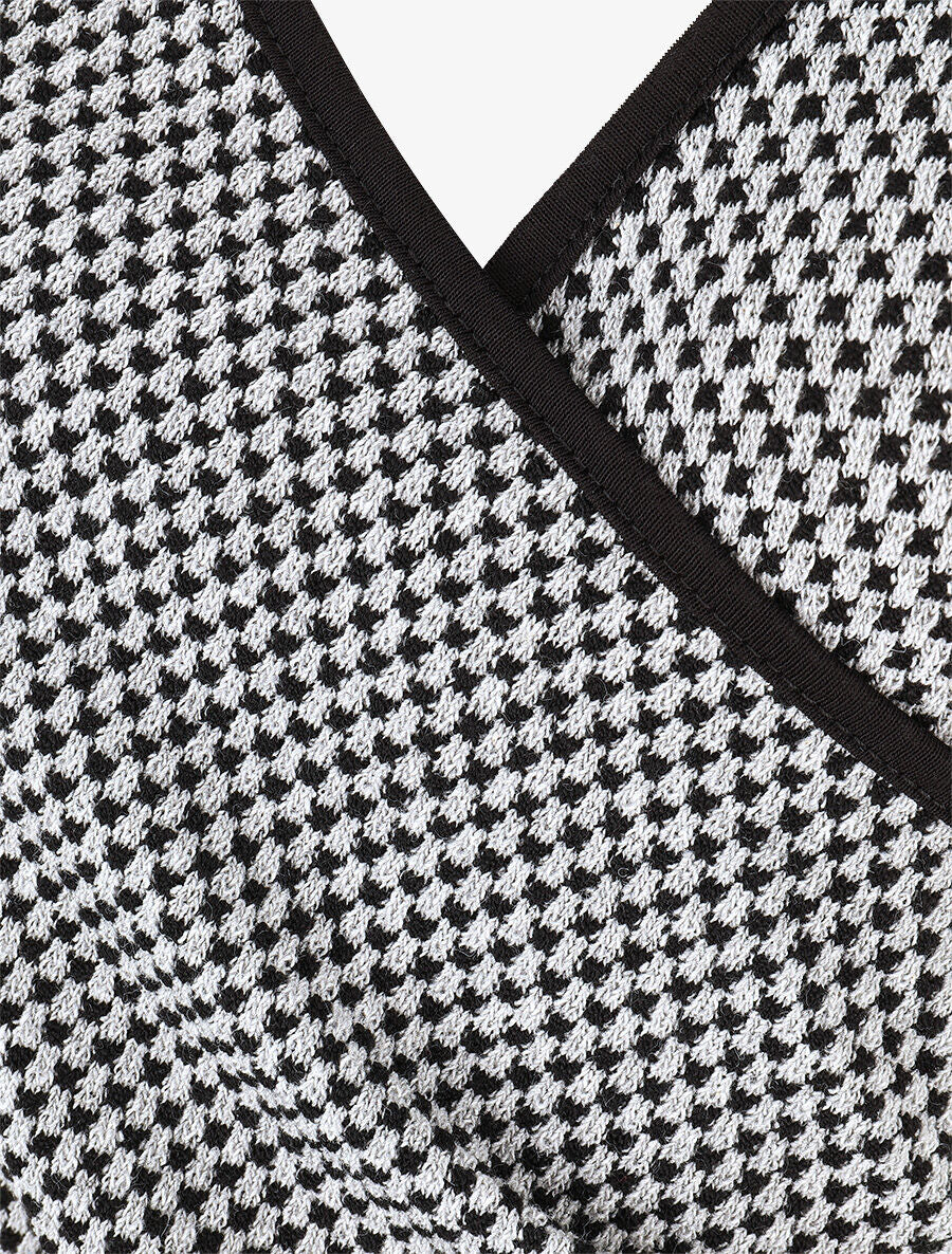 Pull imprimé fantaisie à col cache-coeur - Noir - 3