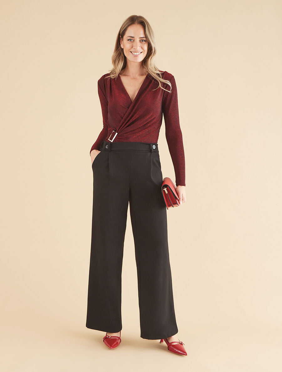 Top irisé à col cache-coeur - Rouge - 4