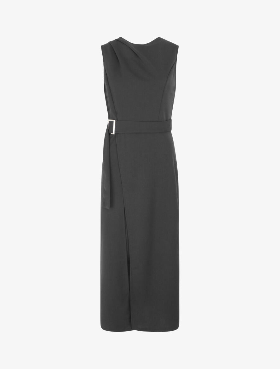 Robe longue superposée et liens à nouer - Noir - 1