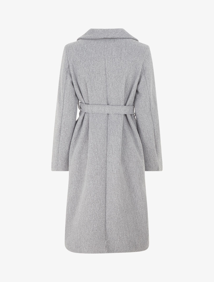Manteau long uni ceinturé - Gris - 2