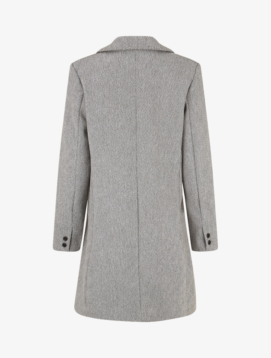 Manteau strié à col cranté - Gris - 2
