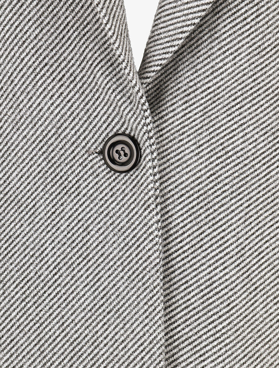 Manteau strié à col cranté - Gris - 3