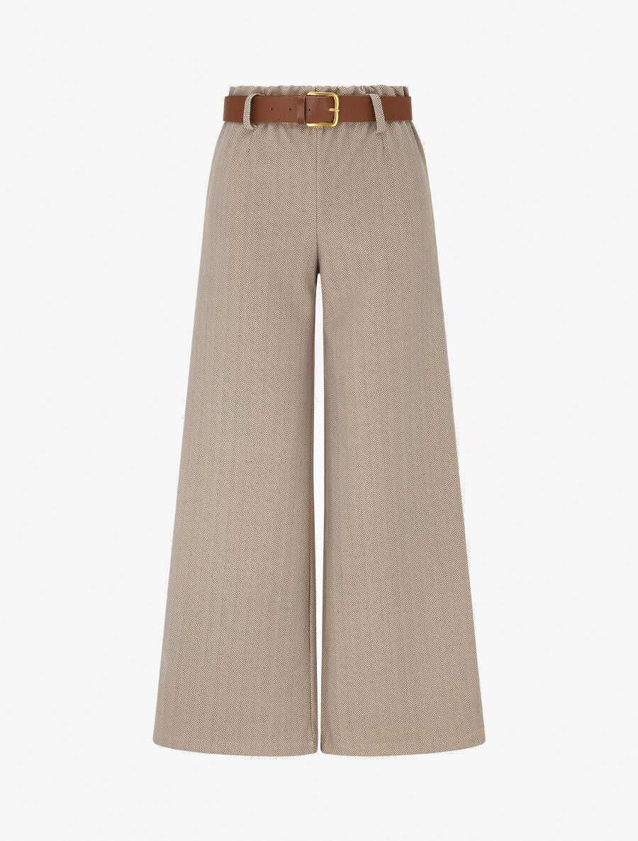 Pantalon épais effet tweed - Beige - 4