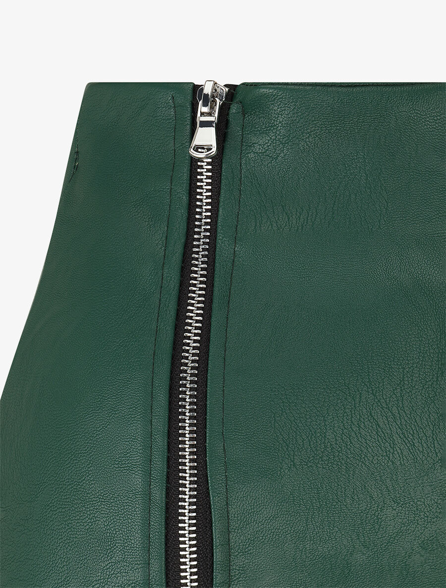 Jupe mi-longue zippée en simili - Vert - 3