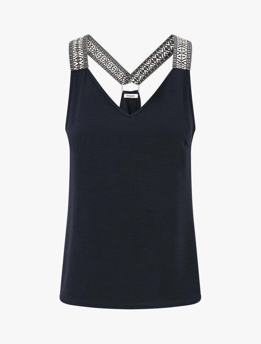 Top droit dos nageur et bretelles fantaisies - Marine - 4