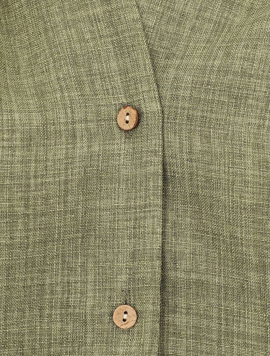 Top uni sans manches boutonné - Kaki - 3