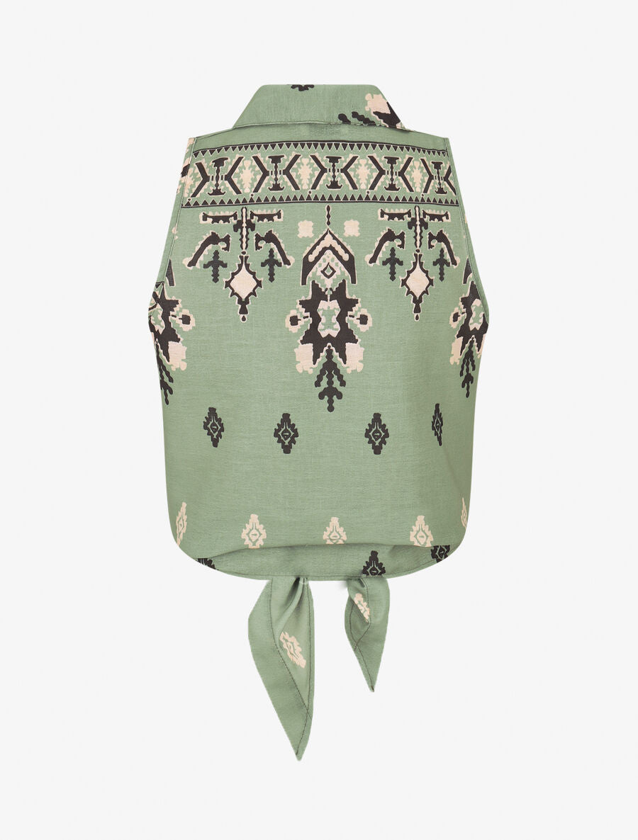 Chemise sans manches imprimé graphique - Kaki - 2