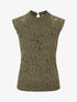 Top ajusté en dentelle col montant - Kaki - 1