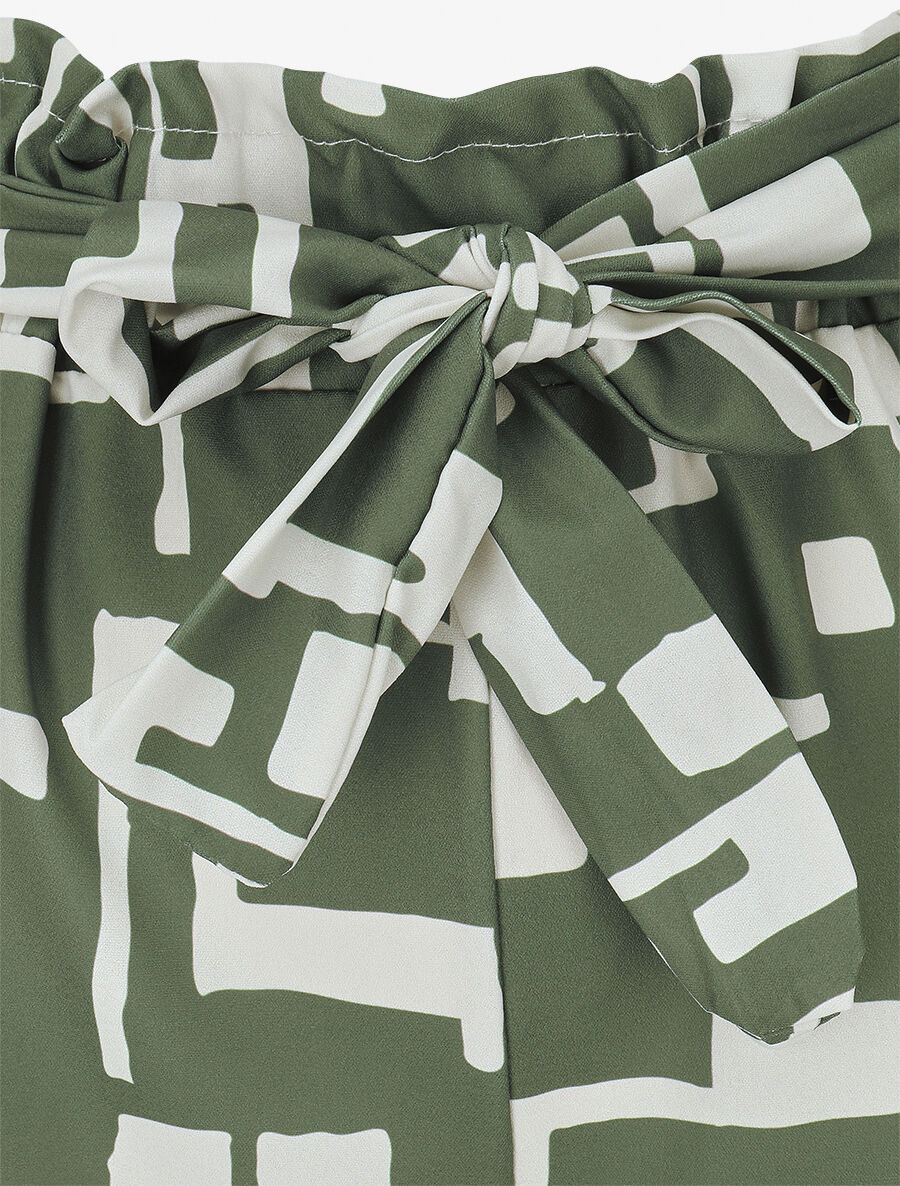 Pantalon fluide à imprimé graphique - Kaki - 3