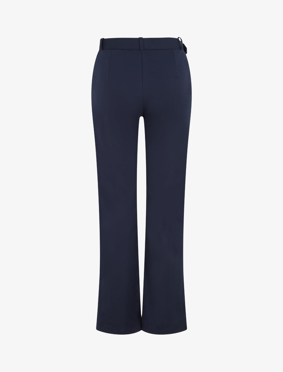 Pantalon stretch coupe droite ceinture - Marine