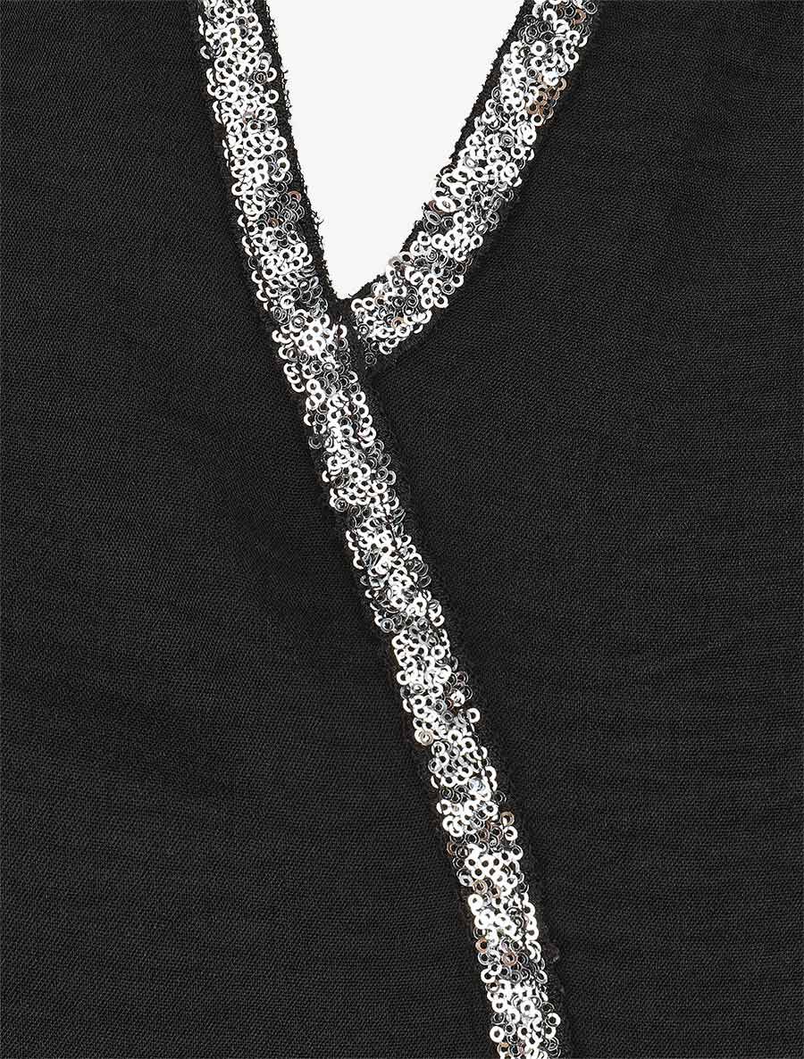Blouse asymétrique à détail sequins - Noir - 3