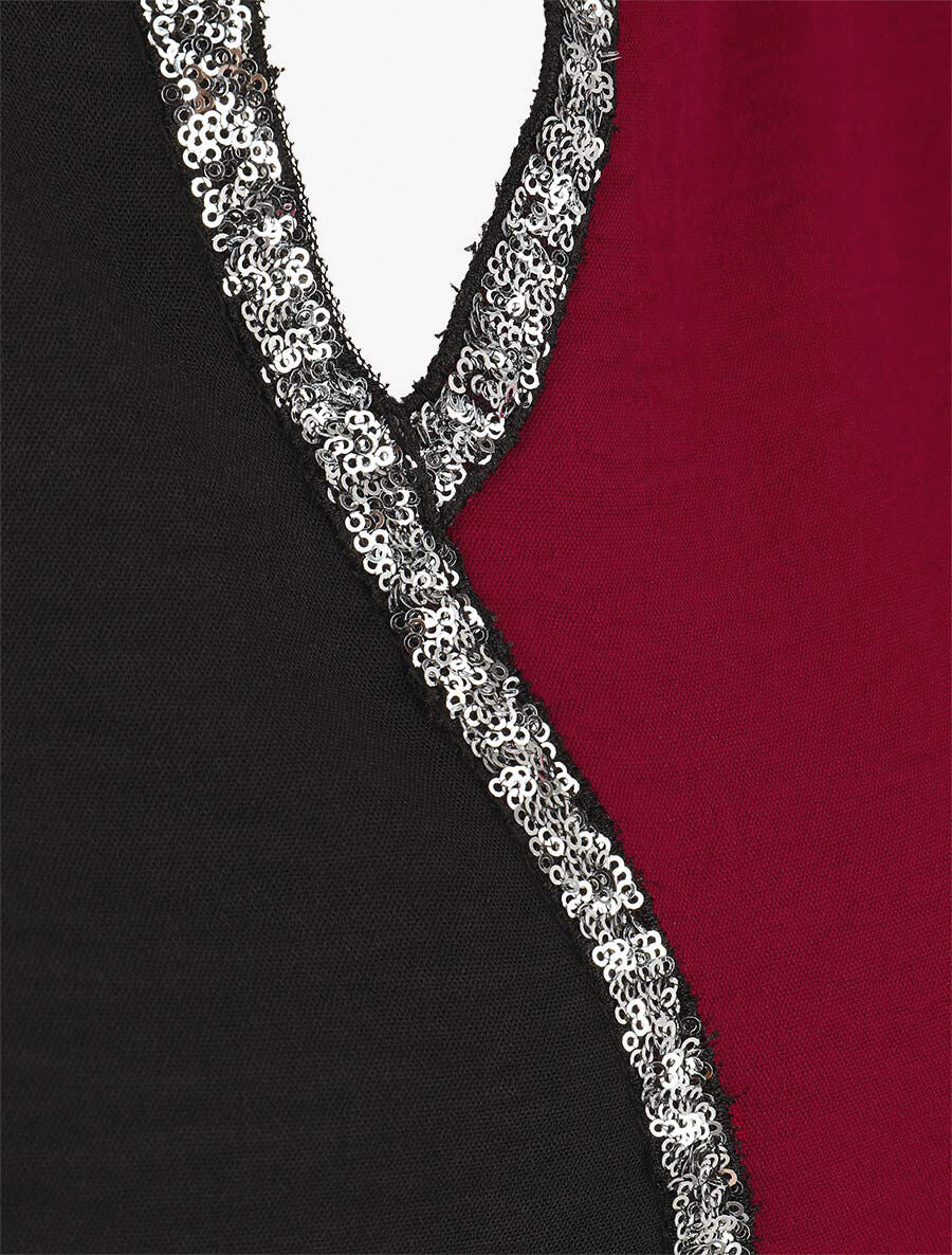 Blouse asymétrique à détail sequins - Bordeaux - 3