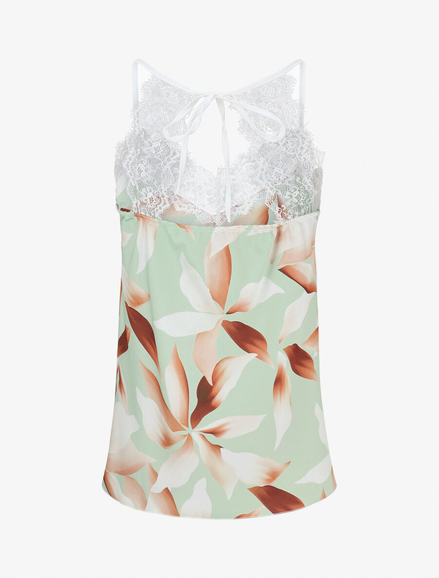 Caraco satiné imprimé pétales - Vert menthe - 2