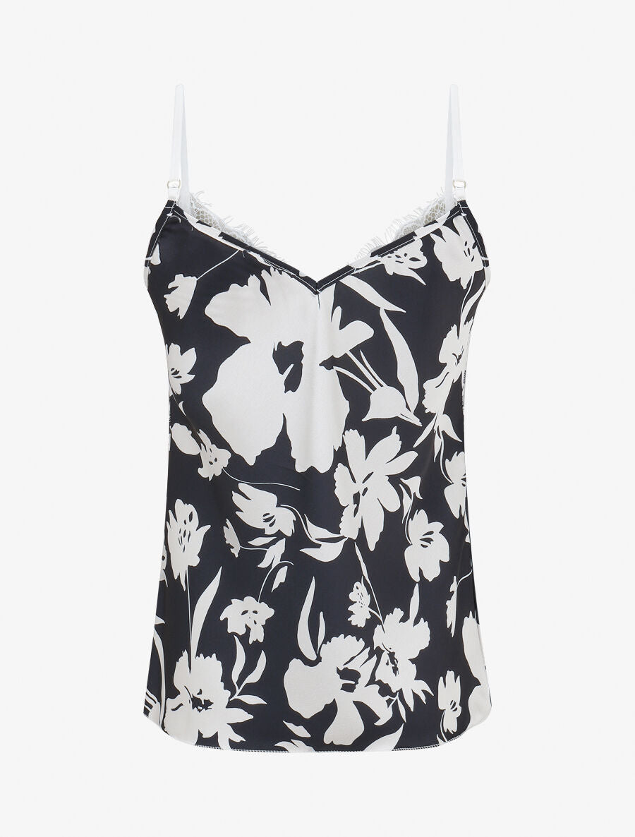 Caraco floral à dentelle - Marine - 2