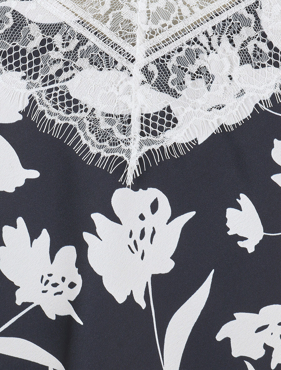 Caraco floral à dentelle - Marine - 3