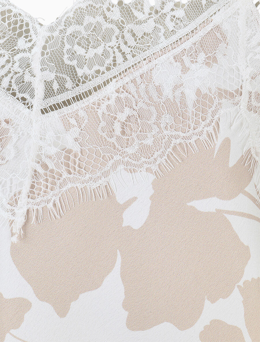 Caraco floral à dentelle - Blanc - 3