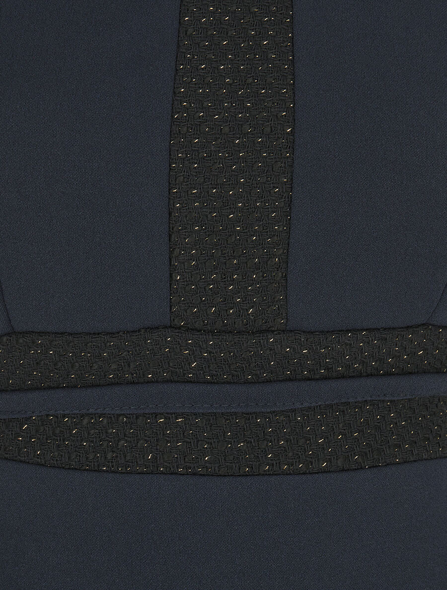 Robe moulante à bande tressée pailletée - Marine - 3