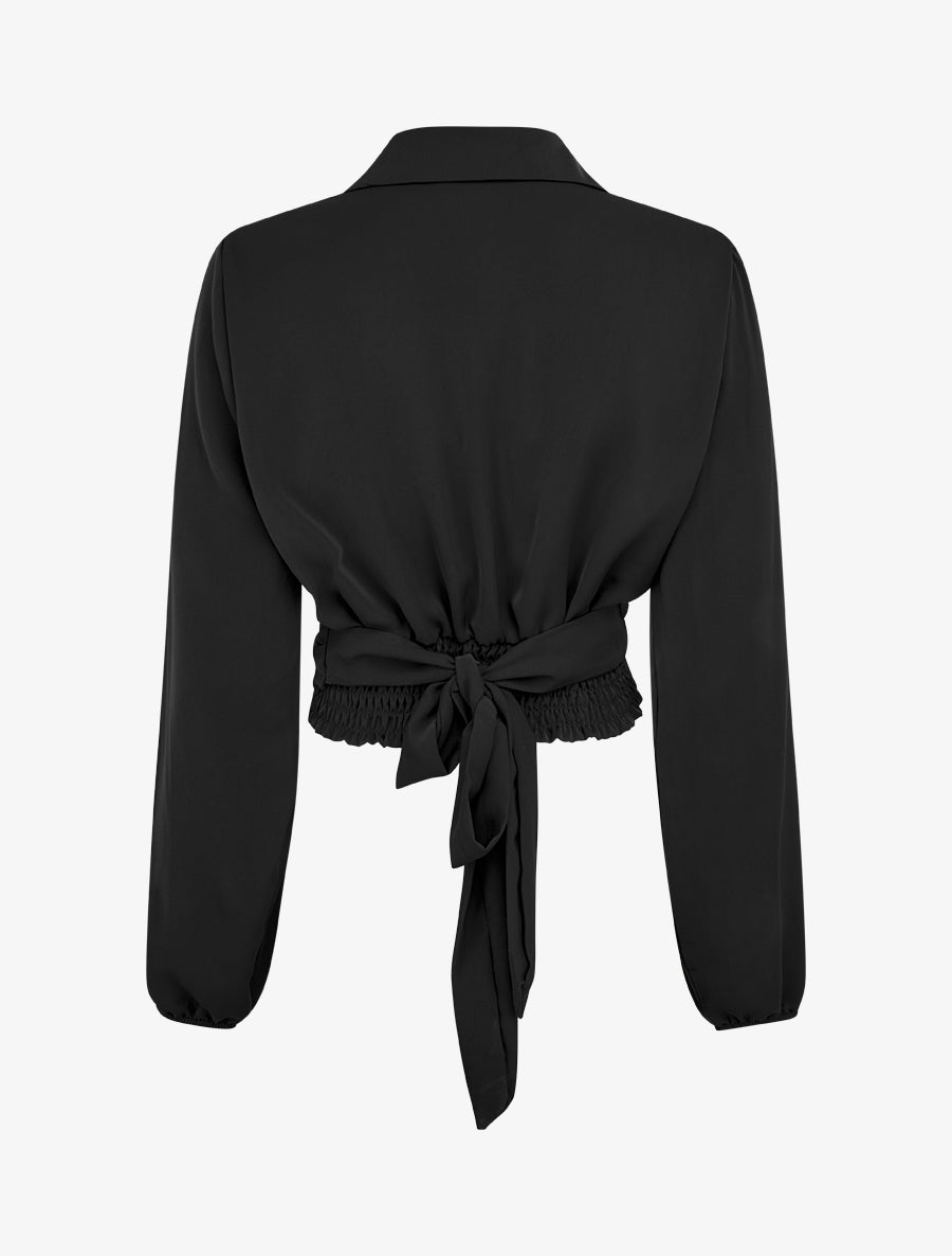 Crop-top cache-coeur uni et satiné - Noir - 2