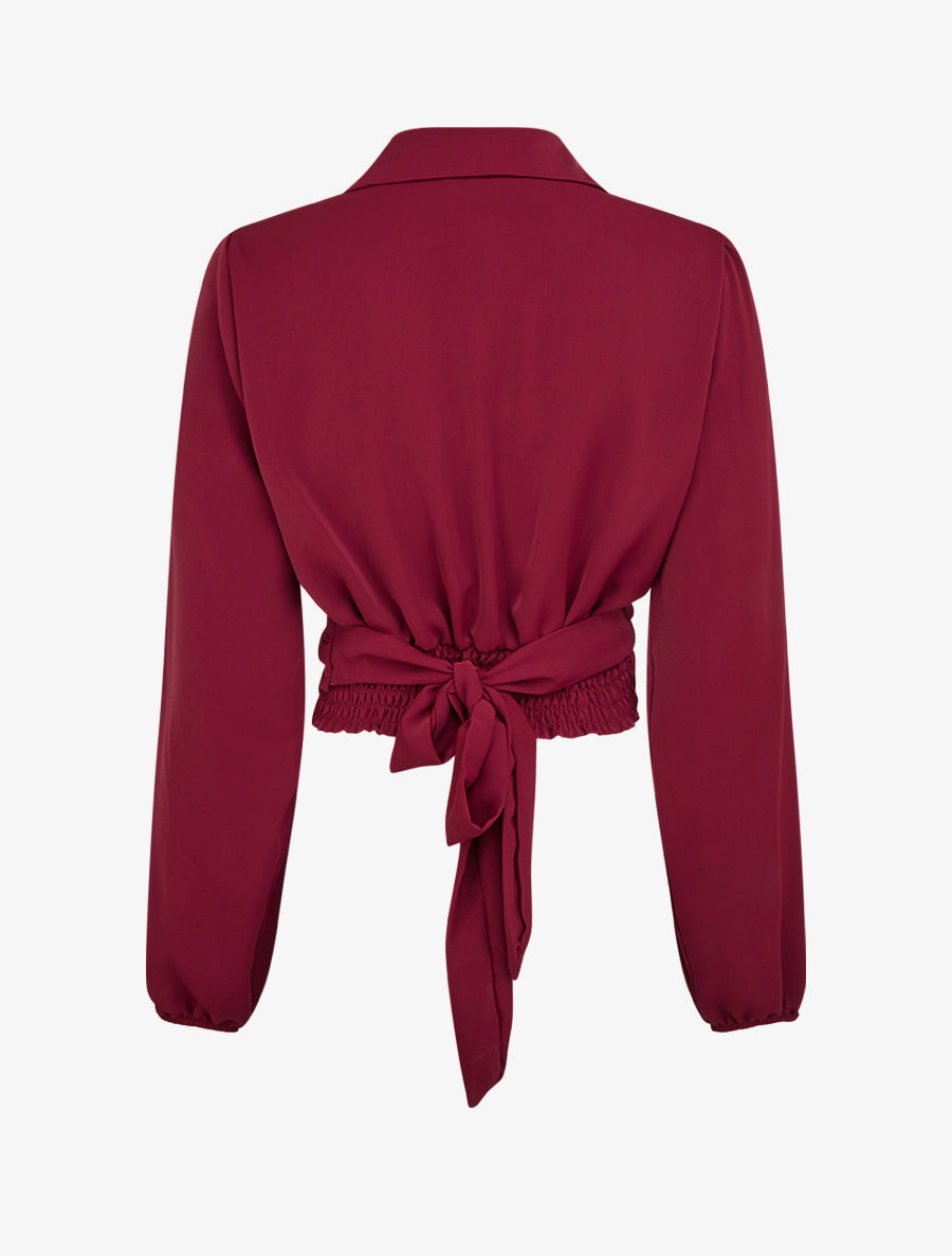 Crop-top cache-cœur à liens - Bordeaux