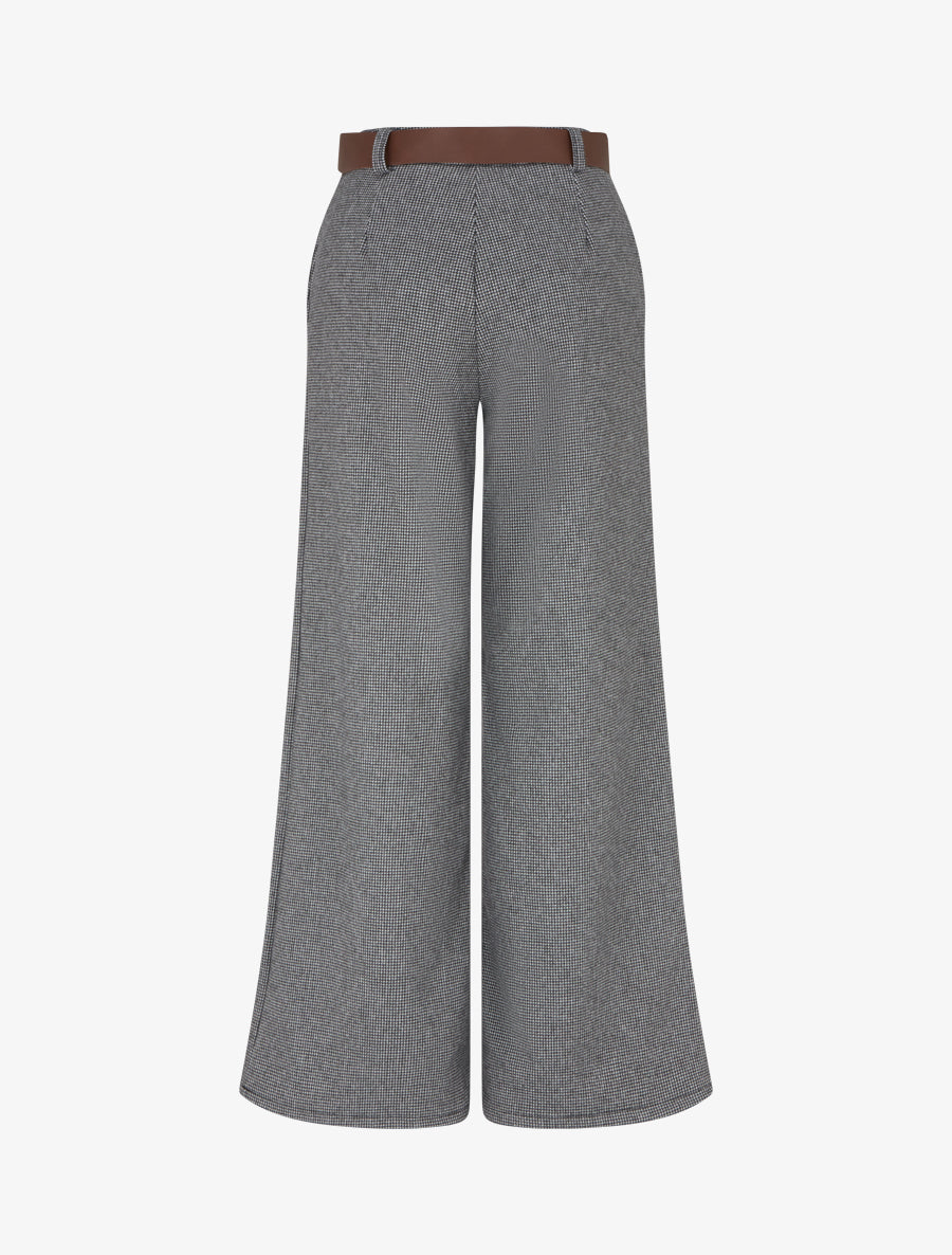 Pantalon ample imprimé pied de poule - Noir/gris - 2