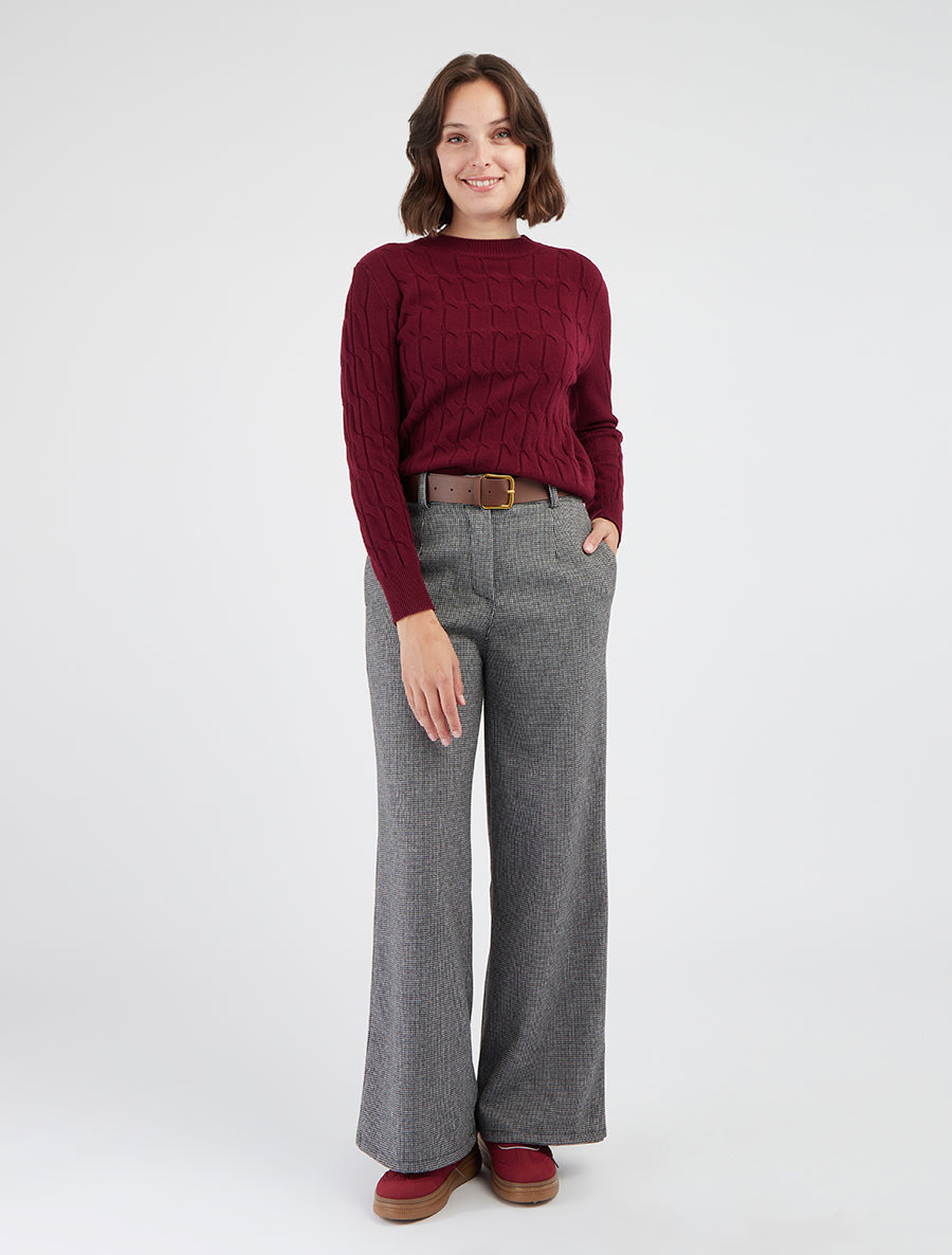 Pantalon taille haute pied de poule - Noir/gris