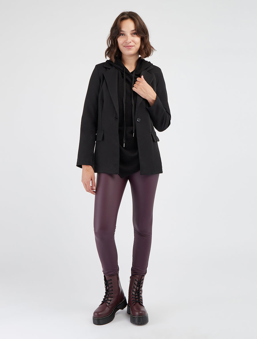 Blazer col pied avec épaulettes - Noir