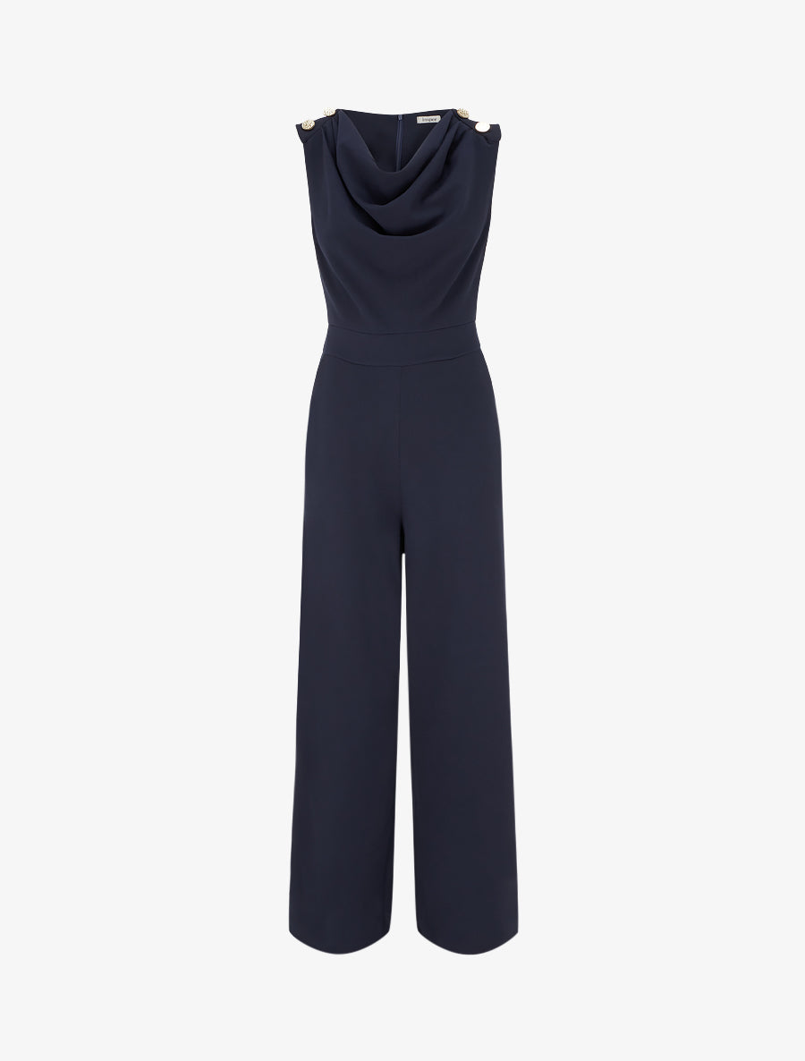 Combinaison sans manches à col bénitier - Marine - 1