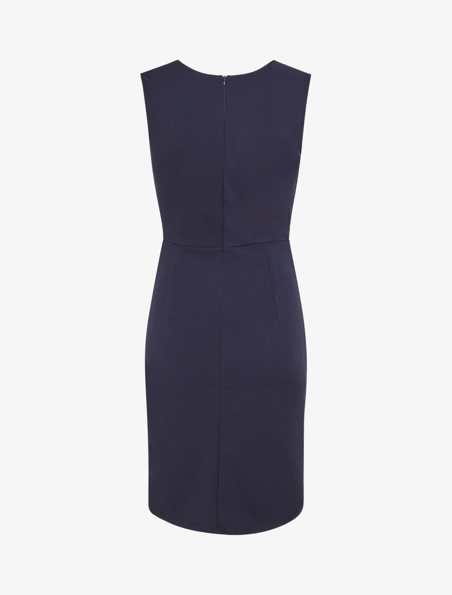 Robe drapé à col bénitier - Marine - 2