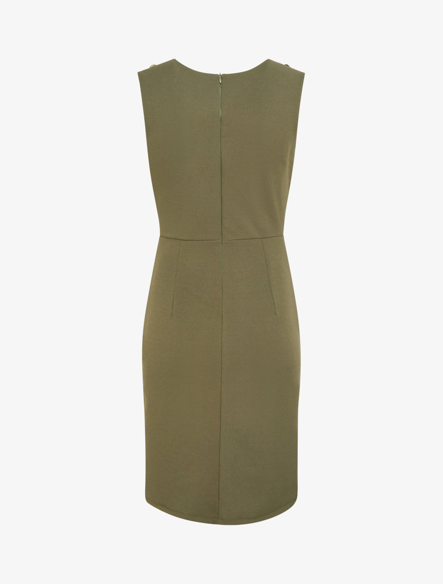 Robe drapé à col bénitier - Kaki - 2