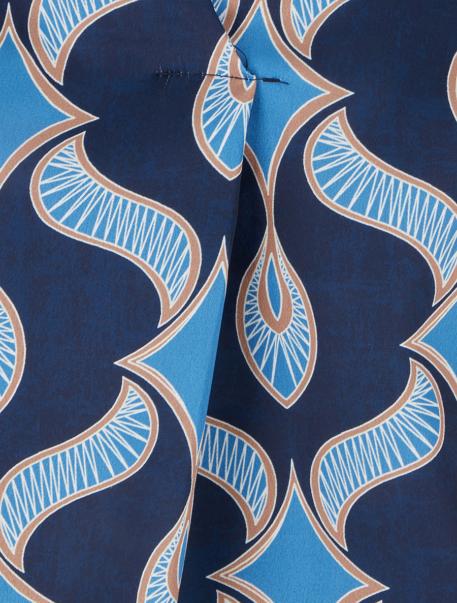 Top satiné à manches longues imprimé graphique - Marine - 3