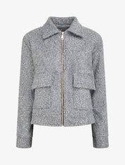 Veste effet laine bouclée zippée - Gris