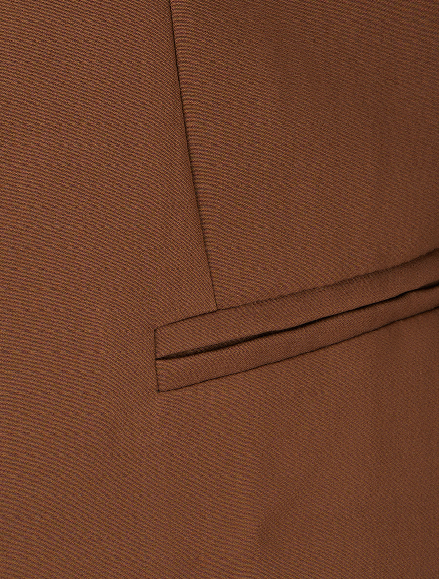 Veste épaulettes col droit doublée - Marron