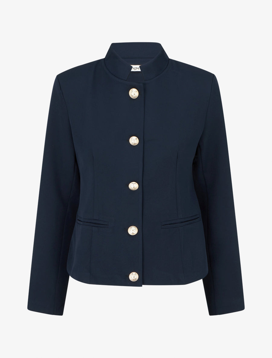 Blazer boutonné à épaulettes - Marine - 1