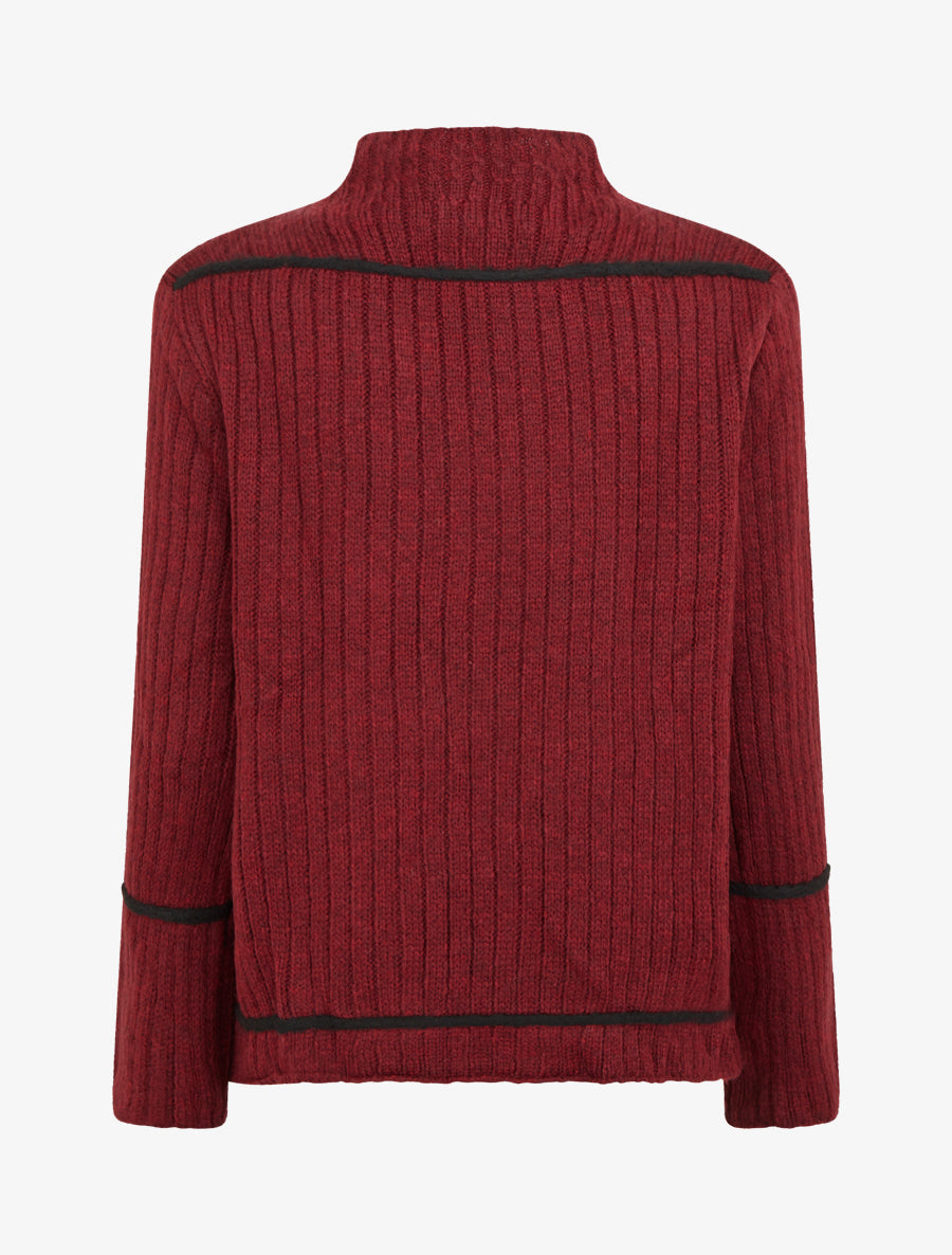 Pull uni à lignes constratantes - Bordeaux - 2