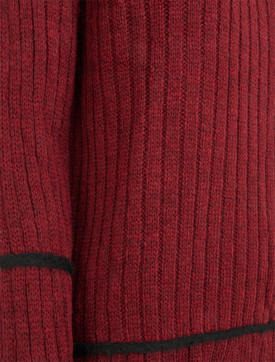 Pull uni à lignes constratantes - Bordeaux - 3