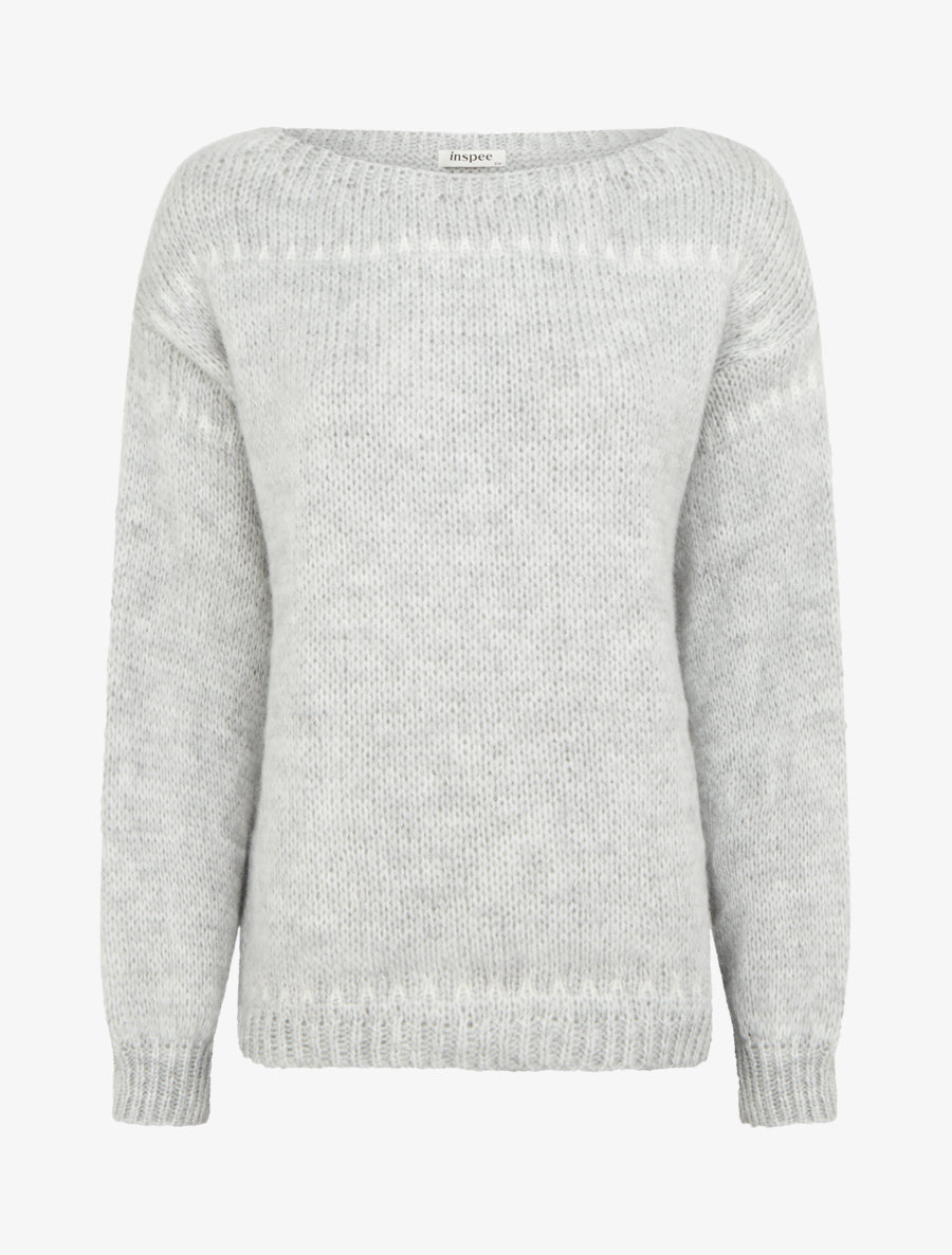 Pull uni duveteux - Gris - 1