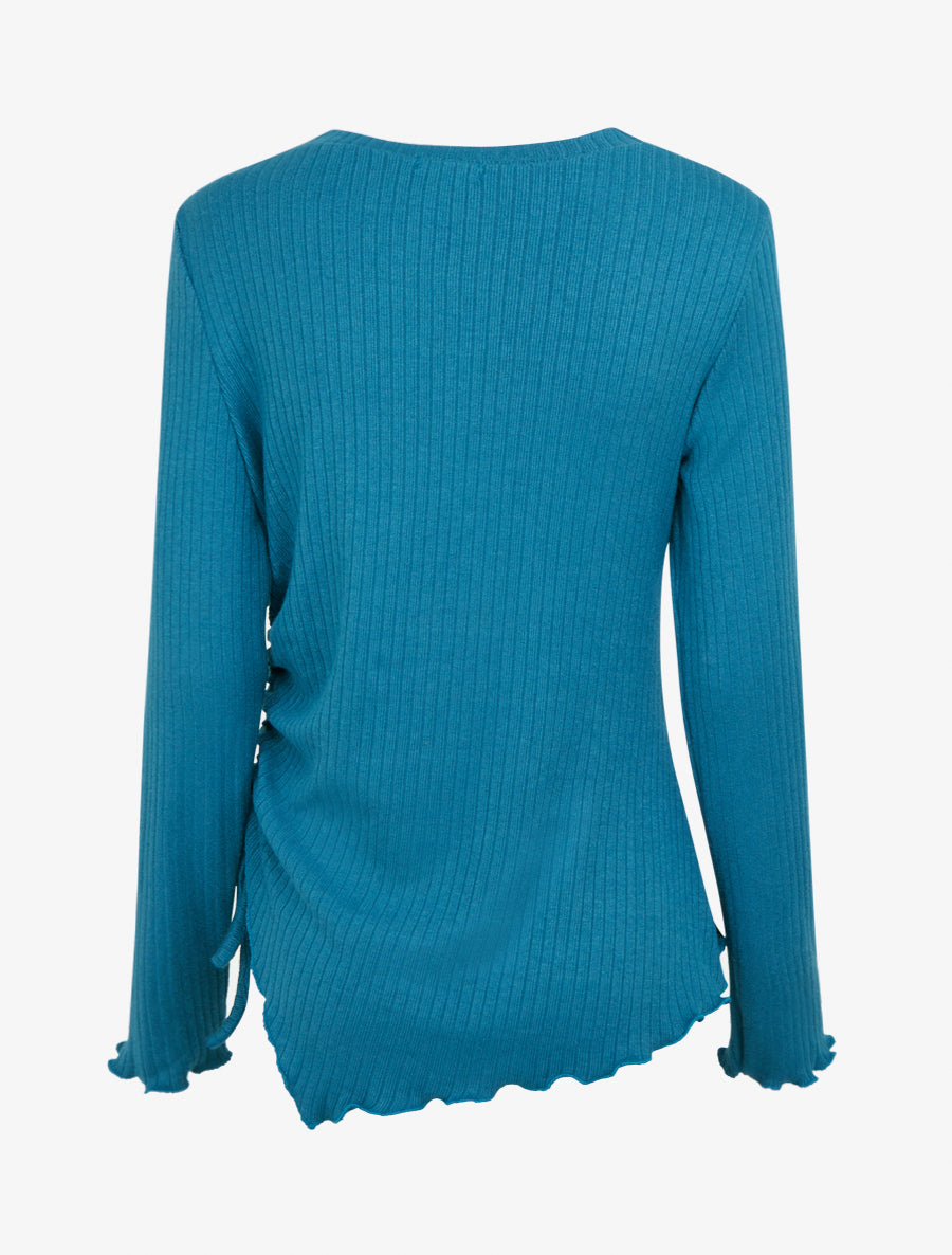 Pull asymétrique et cordons de serrage - Bleu canard - 2