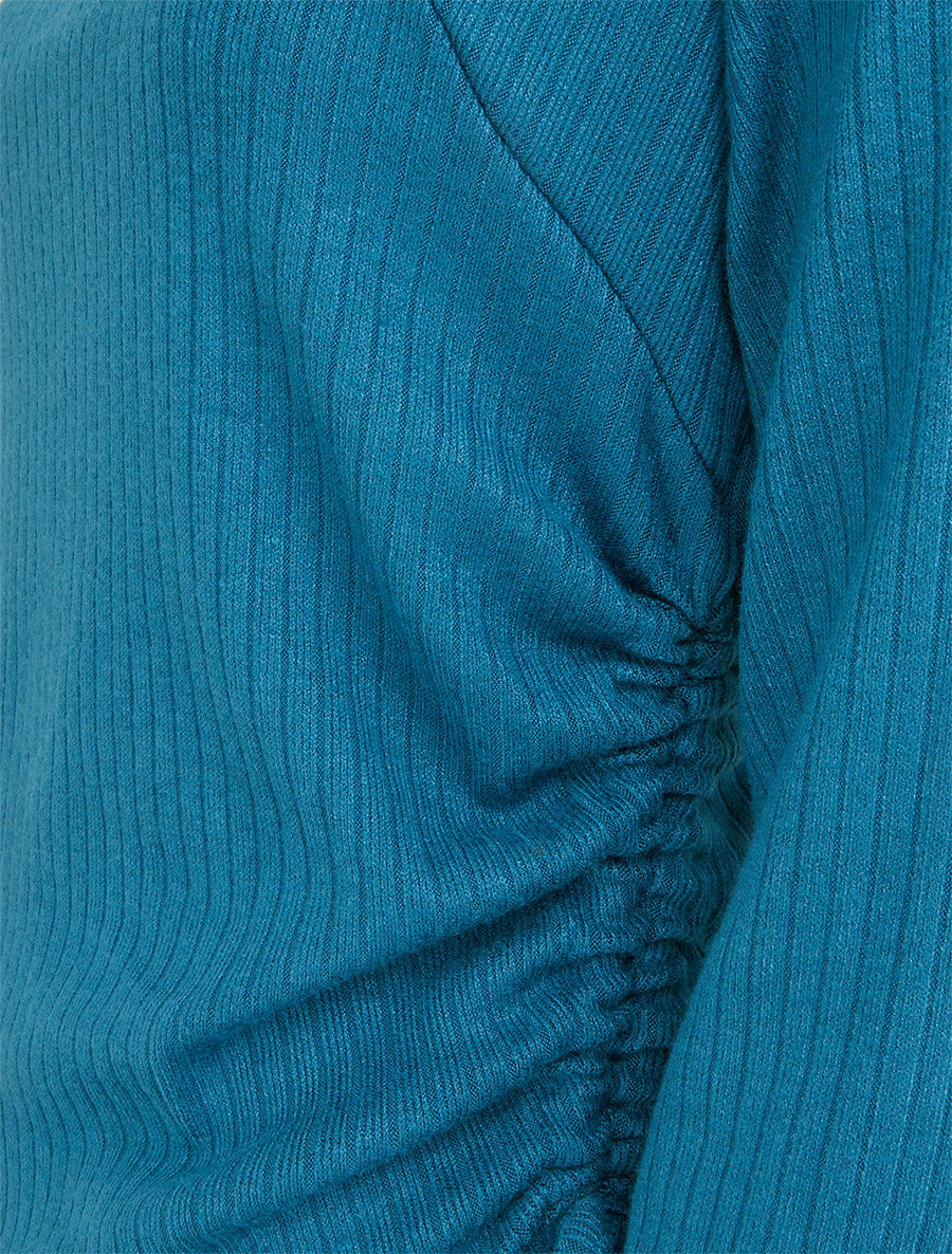 Pull asymétrique et cordons de serrage - Bleu canard - 3