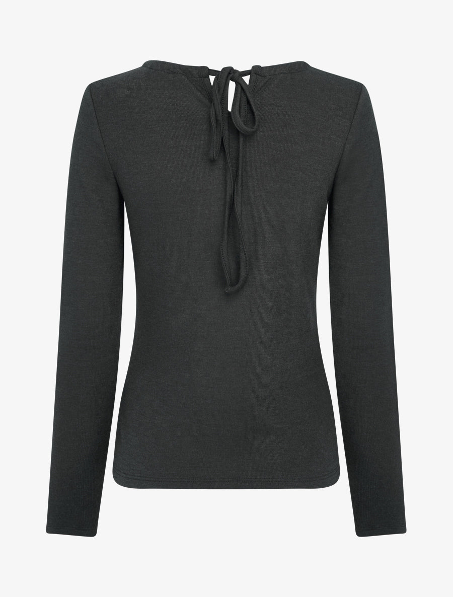 Pull fin uni à empiècement bijoux - Noir - 2