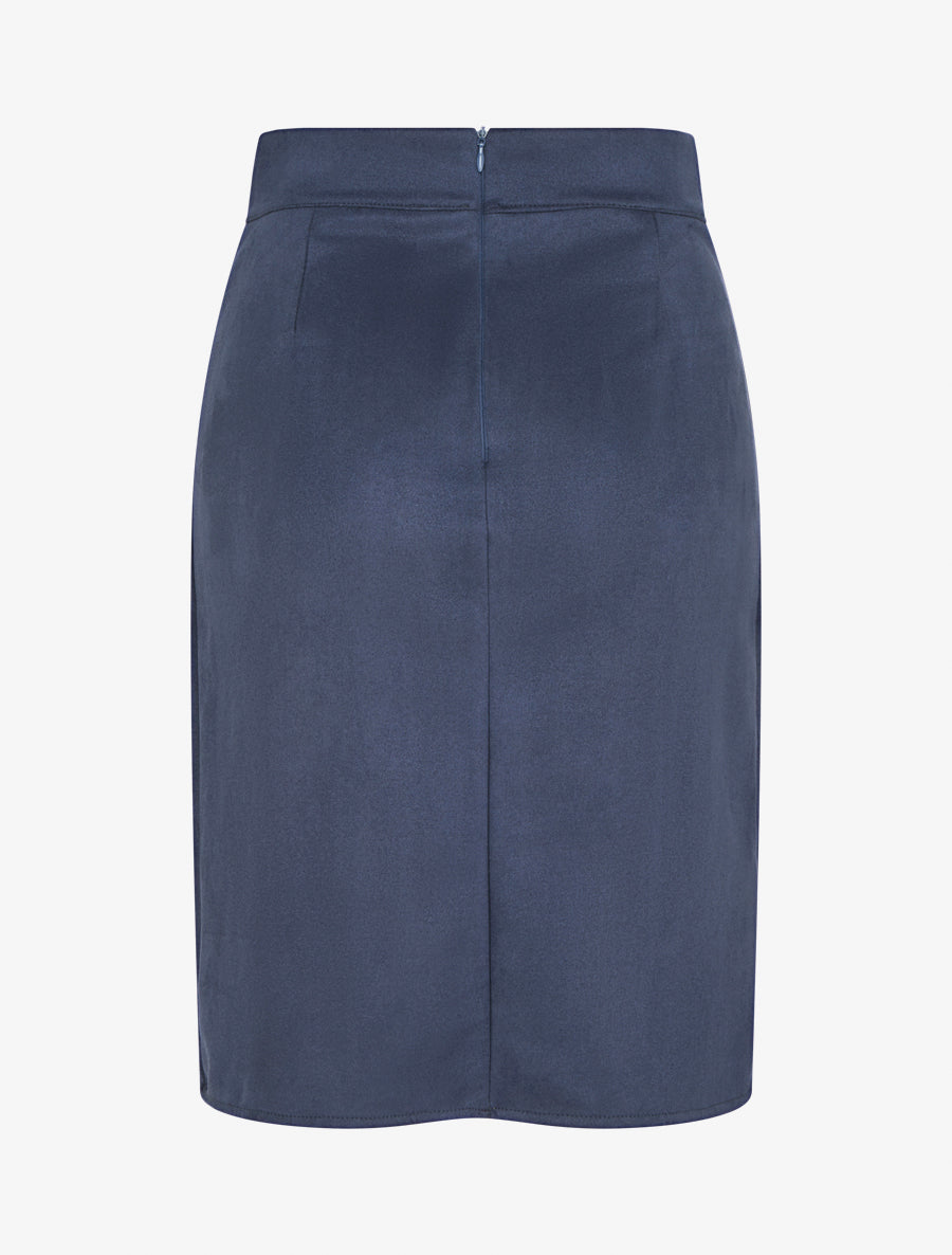 Jupe en suédine à dentelle - Marine - 2