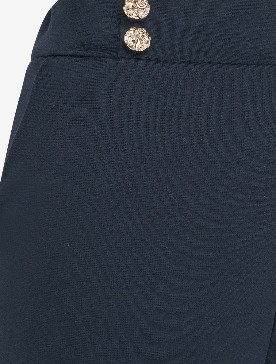 Pantalon fluide taille ornée de boutons - Bleu nuit - 3