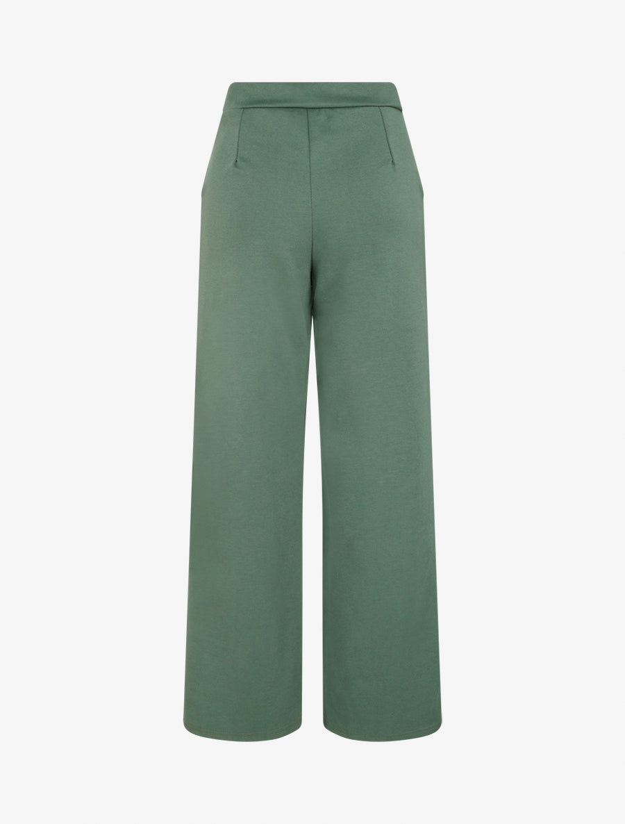 Pantalon fluide taille ornée de boutons - Kaki - 2