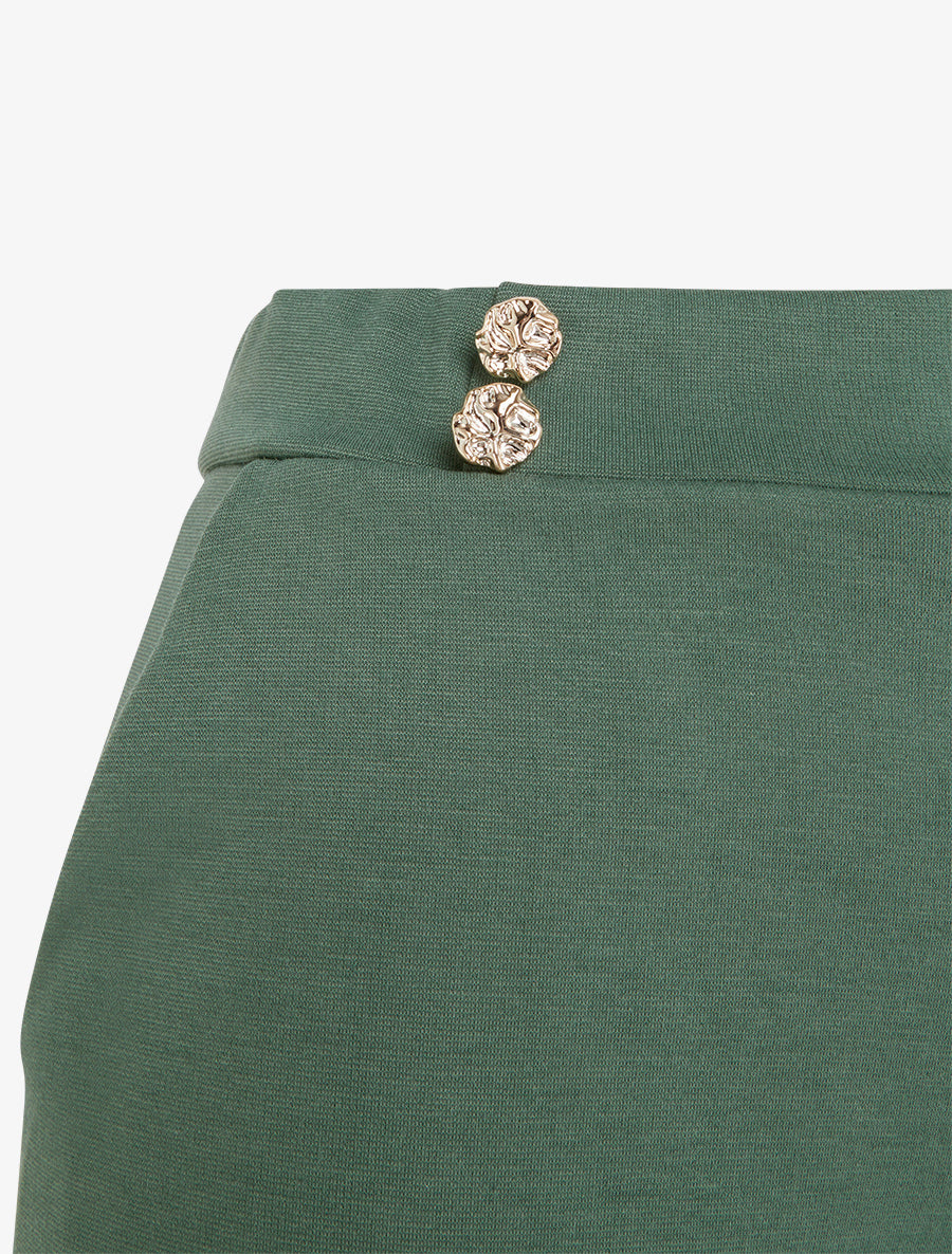 Pantalon fluide taille ornée de boutons - Kaki - 3