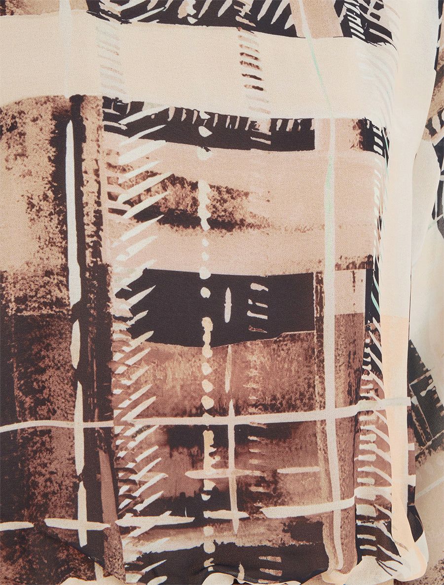 Blouse en voile imprimé abstrait - Beige - 3